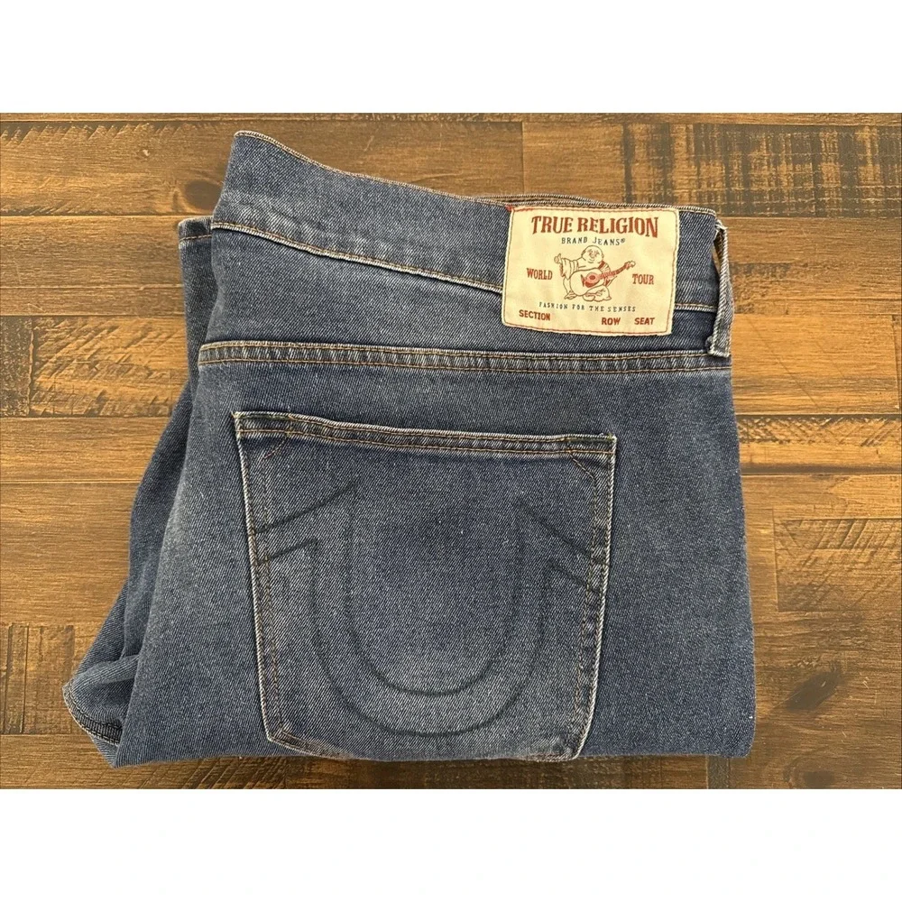 True Religion Jeans Mens Size 40 Blue Denim Stretch Ricky Relaxed Straight Leg